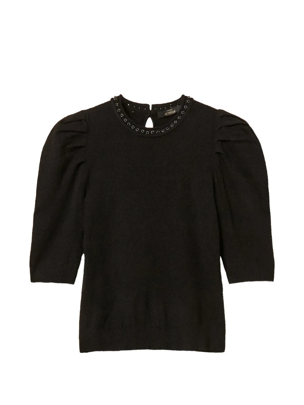 TWINSET recycled yarn jumper with rhinestones - Nero