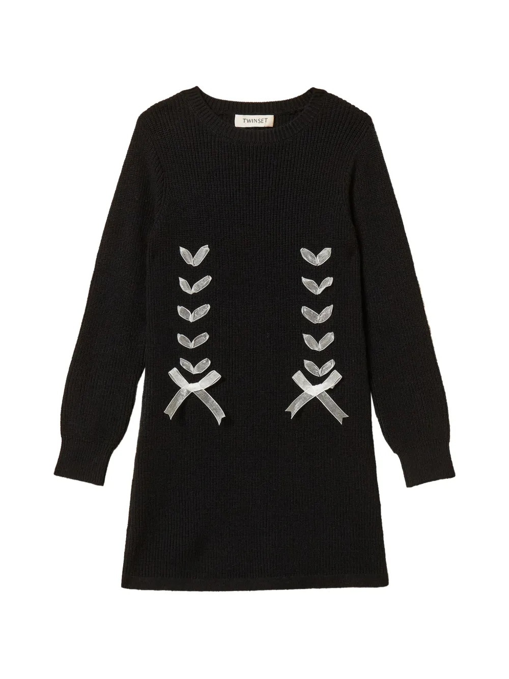 TWINSET Kids bow-embellished knitted dress Zwart