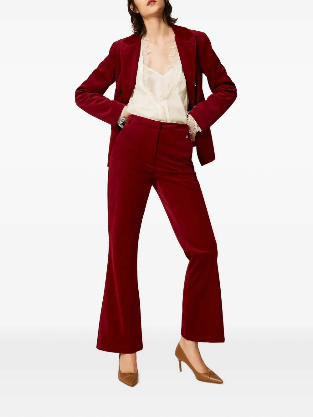 TWINSET Flared broek Rood