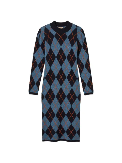 TWINSET diamond jacquard long knit dress