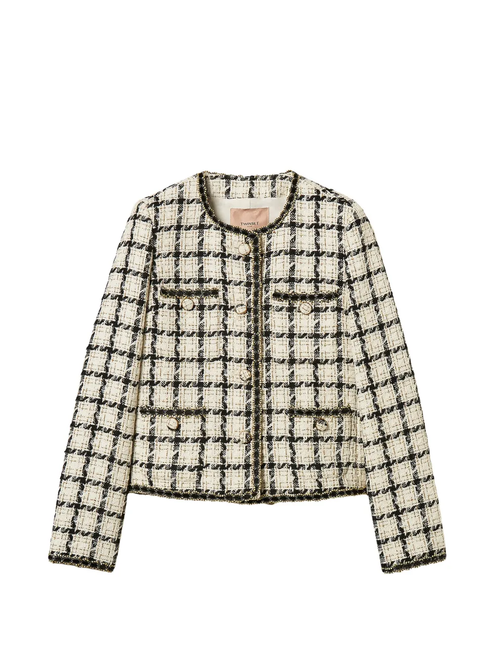 TWINSET Bouclé-Jacke mit Karomuster - Nude