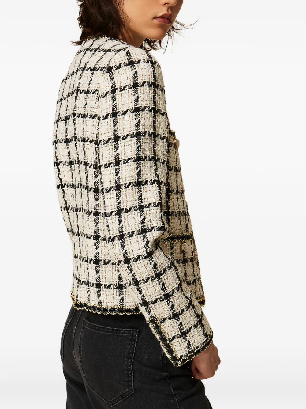 TWINSET Bouclé jack met geruit patroon Beige