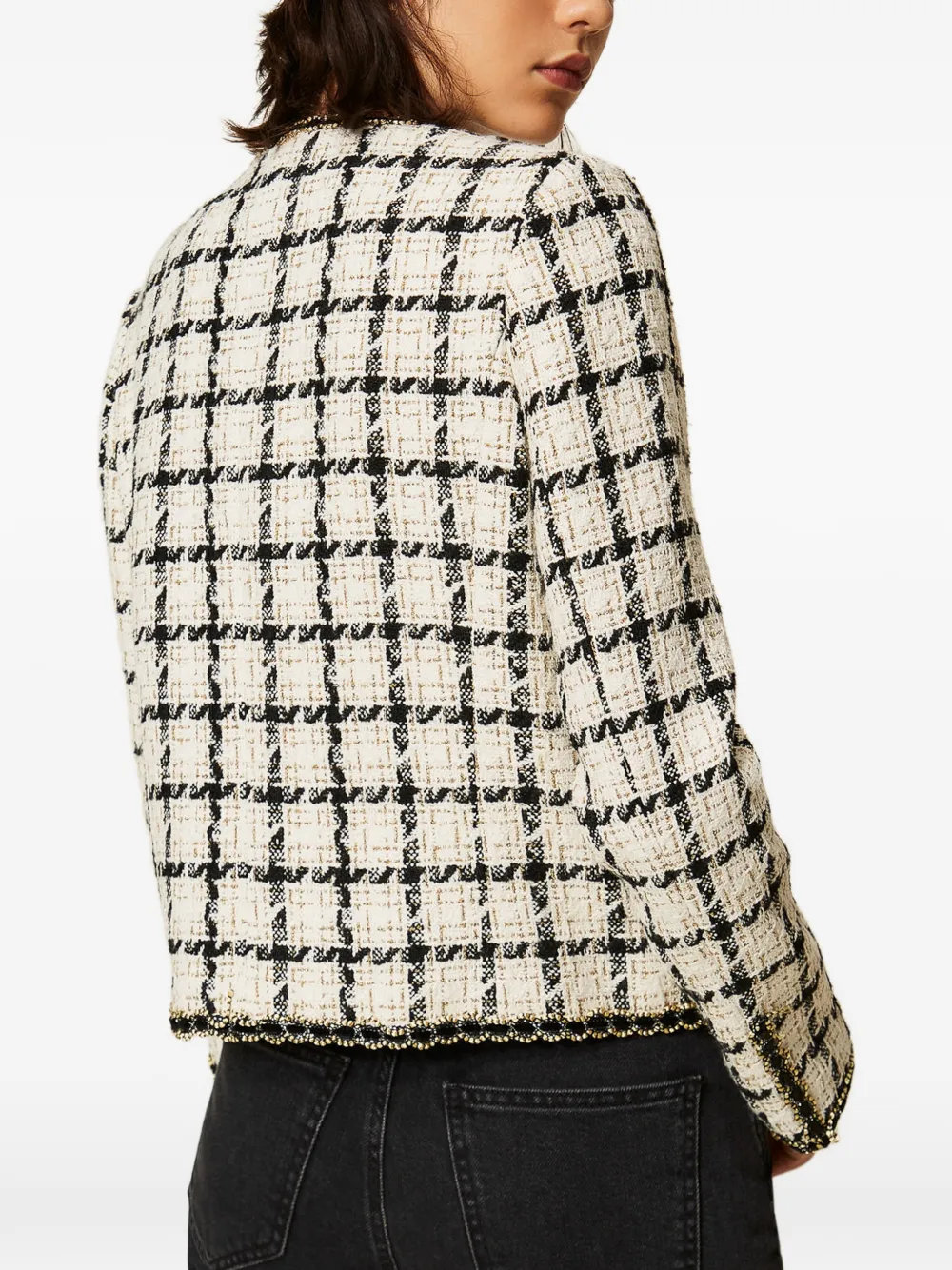 TWINSET Bouclé jack met geruit patroon Beige