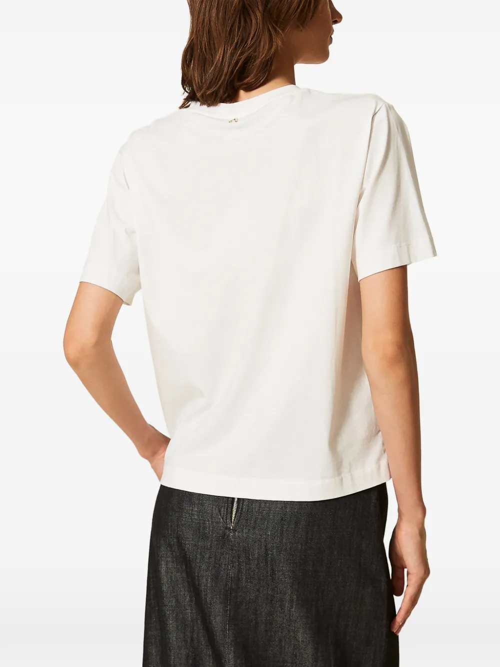 TWINSET Slim-fit T-shirt met borduurwerk Wit