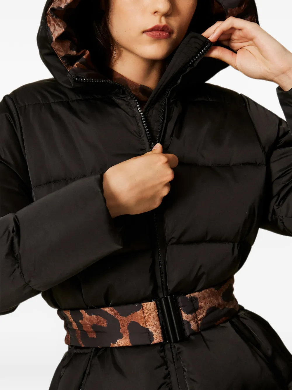 TWINSET Donsjack met omkeerbare riem Zwart