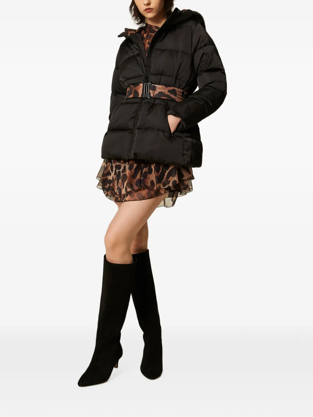 TWINSET Donsjack met omkeerbare riem Zwart