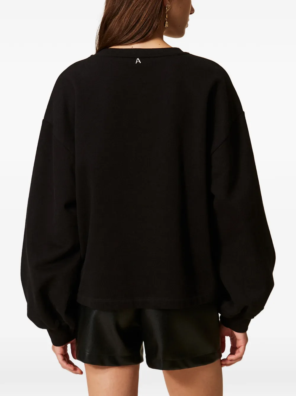 TWINSET Sweater met borduurwerk en veren Zwart