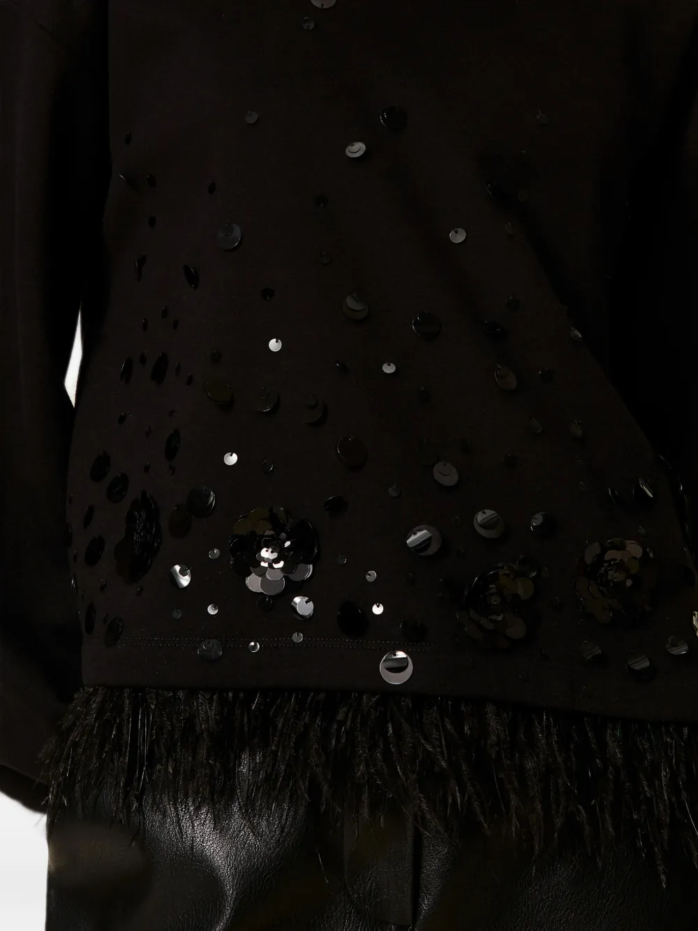 TWINSET Sweater met borduurwerk en veren Zwart
