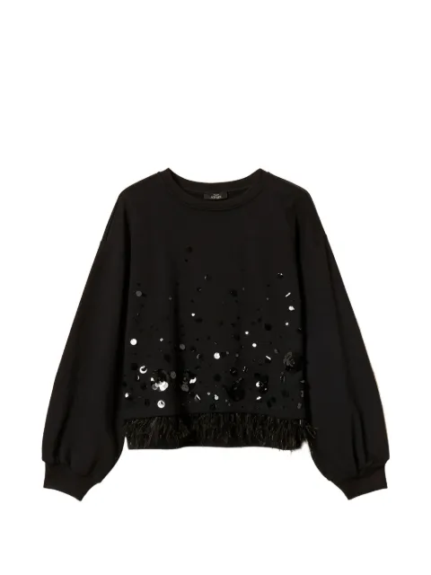 TWINSET sweatshirt with embroidery and feathers