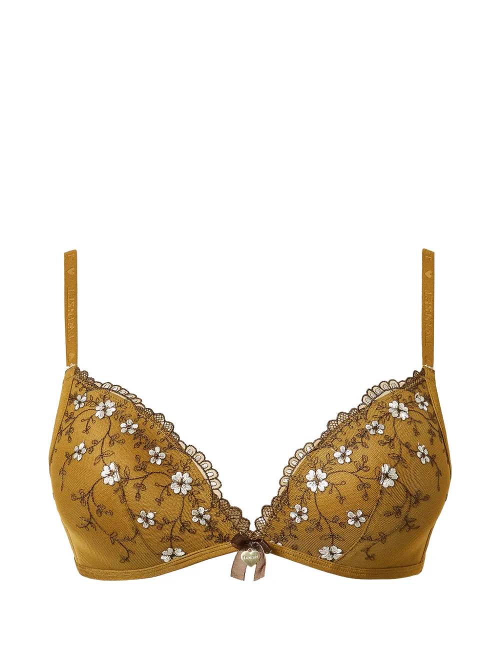 TWINSET Reggiseno a triangolo in tulle con ricamo - Marrone