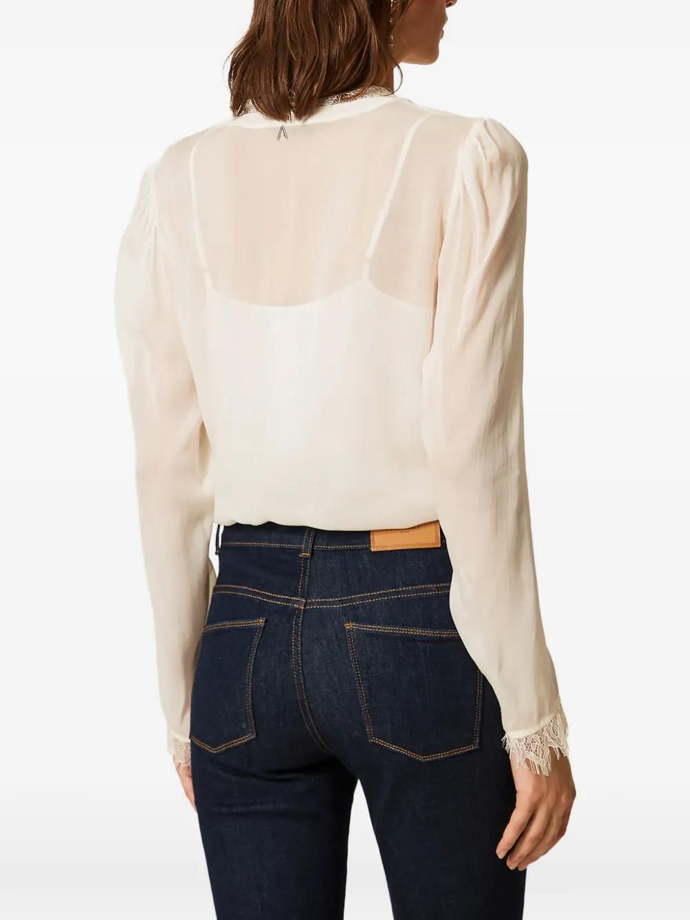 TWINSET Georgette blouse met kant Beige