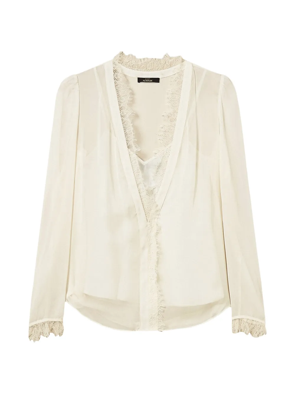 TWINSET Blusa Georgette con pizzo - Toni neutri