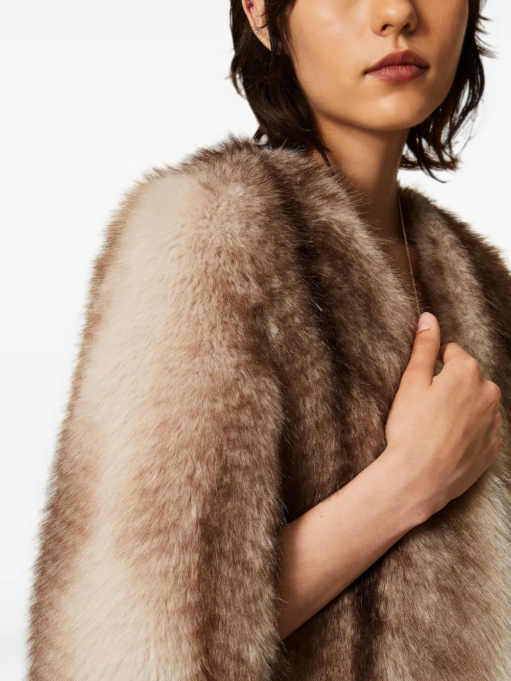TWINSET Cape-jack van imitatiebont Bruin