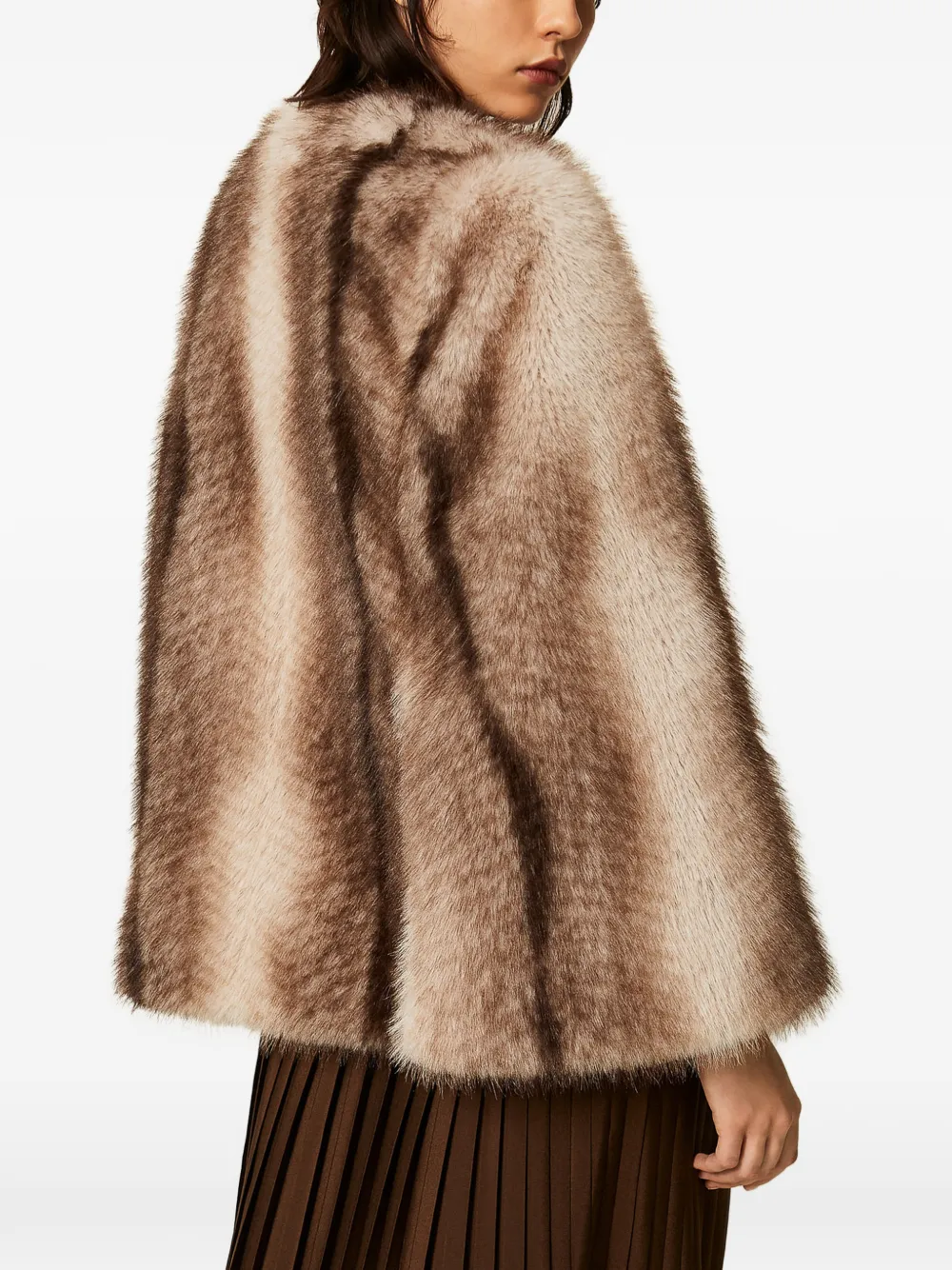 TWINSET Cape-jack van imitatiebont Bruin