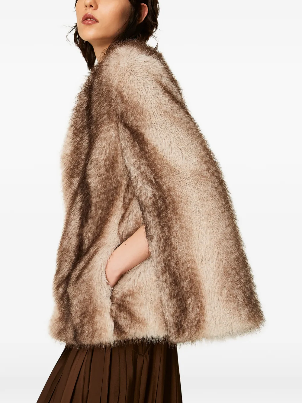 TWINSET Cape-jack van imitatiebont Bruin