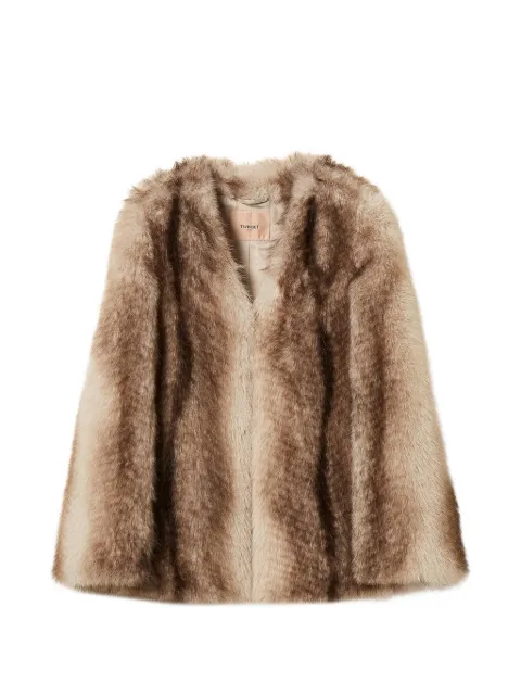 TWINSET Cape-Jacke aus Faux Fur