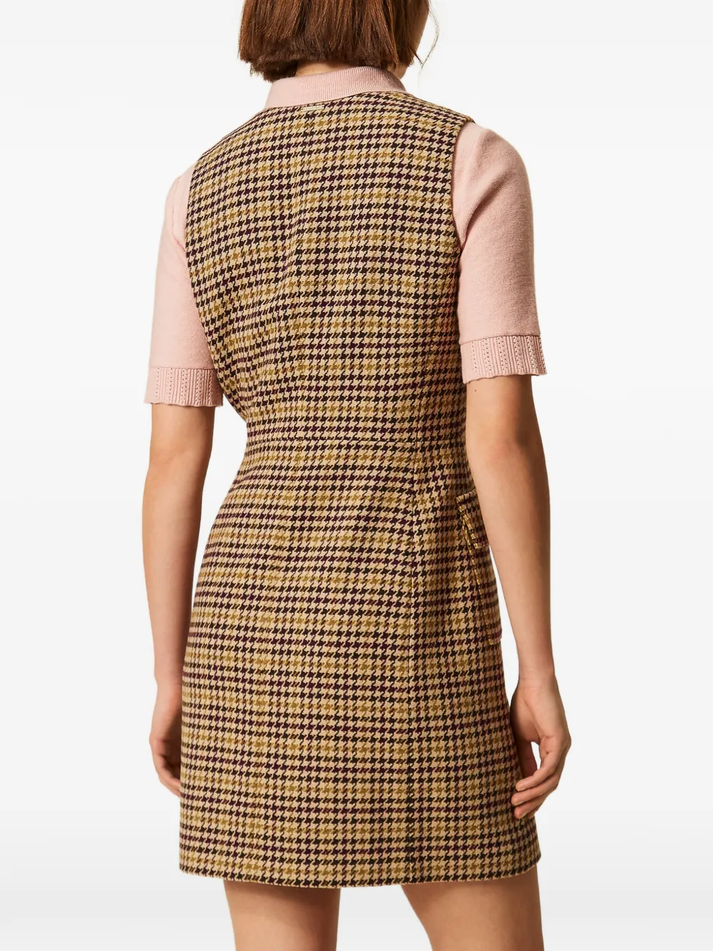 TWINSET Korte blousejurk met pied-de-poule-patroon Beige
