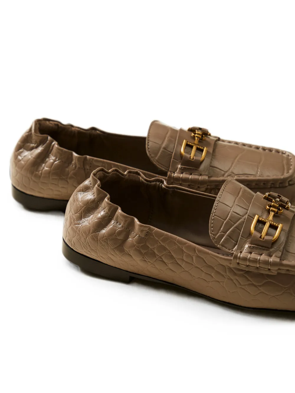 TWINSET leather moccasins with crocodile print Beige