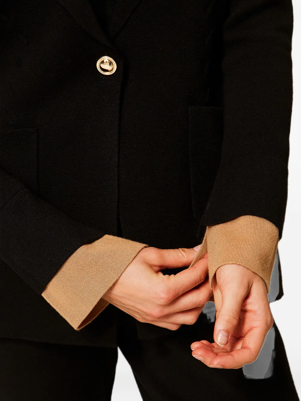 TWINSET Gebreid jack met contrasterende details Zwart