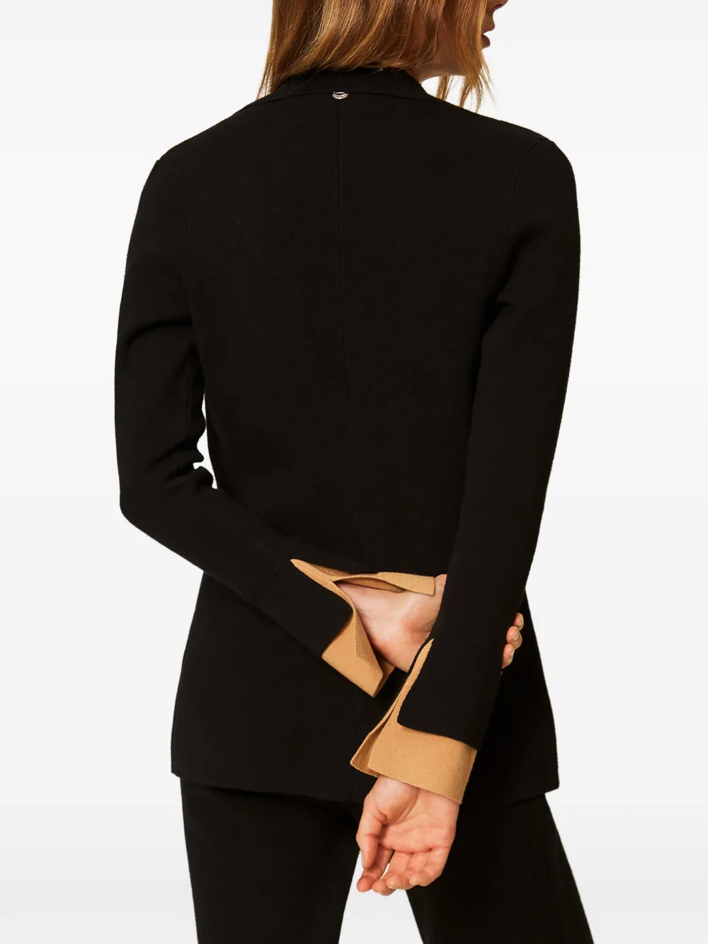 TWINSET Gebreid jack met contrasterende details Zwart