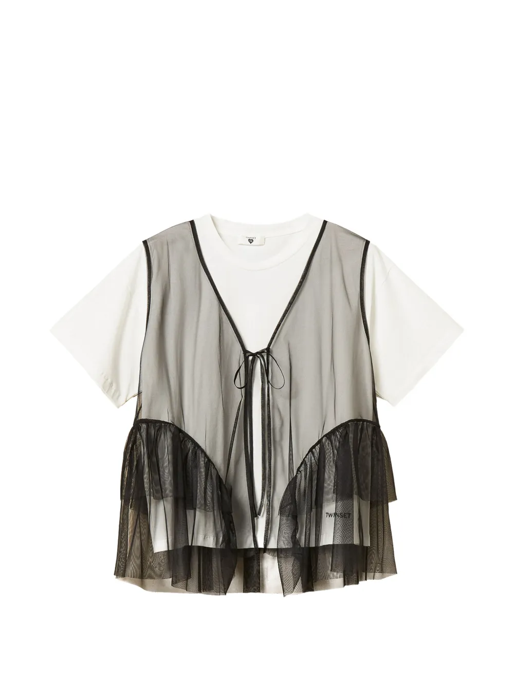 Twinset Tulle T-shirt And Waistcoat In White