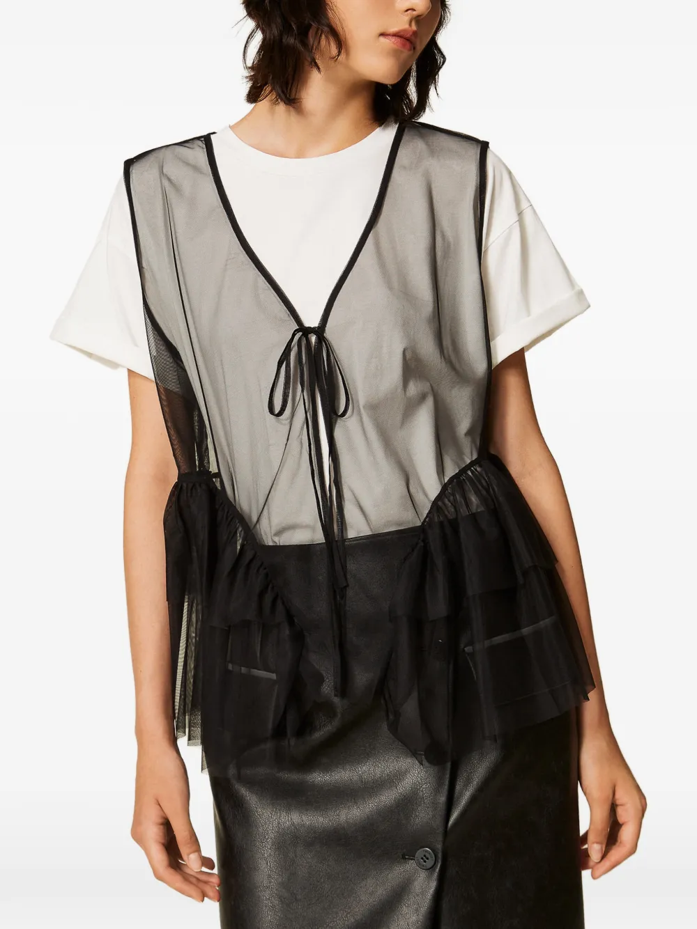 TWINSET Tulen T-shirt en gilet Wit