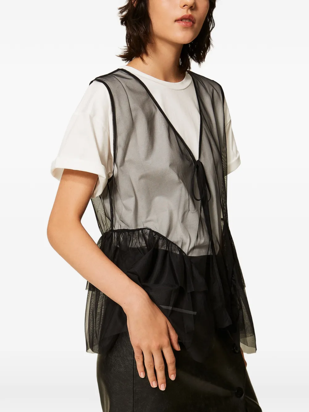 TWINSET Tulen T-shirt en gilet Wit