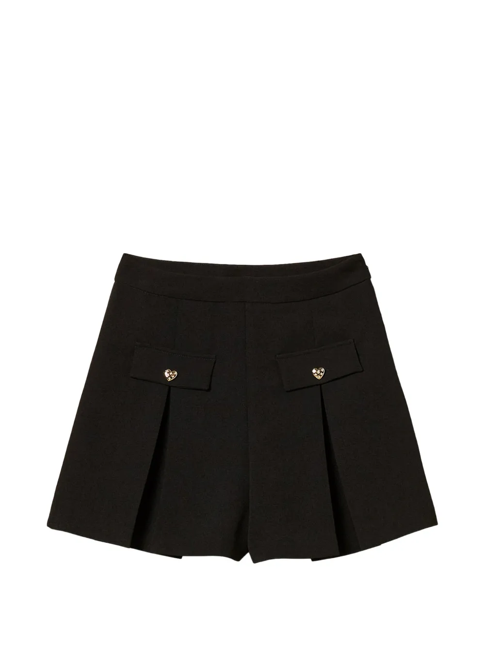 TWINSET Shorts in crêpe con bottoni a cuore - Nero