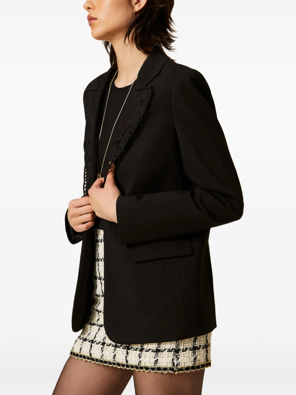 TWINSET Blazer met broderie anglaise Zwart