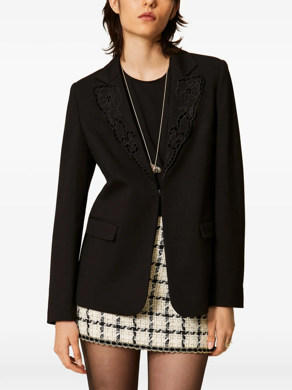 TWINSET Blazer met broderie anglaise Zwart