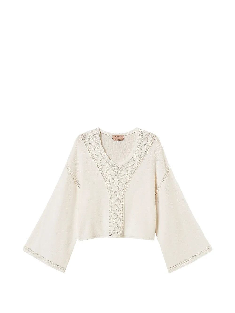 TWINSET Weiter Pullover mit Lochmuster - Nude