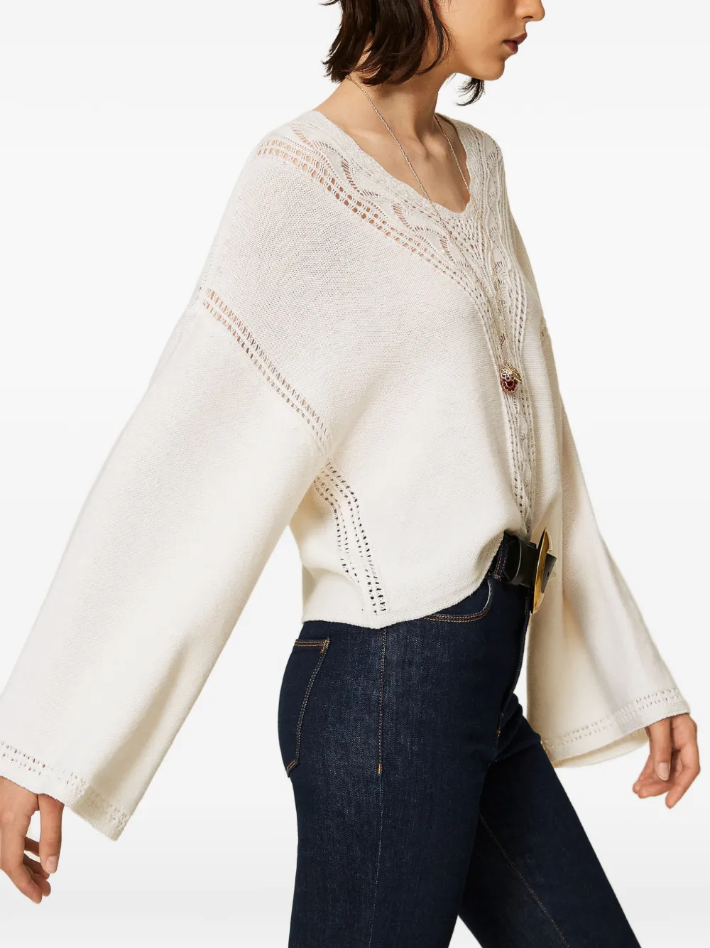 TWINSET Trui van wolblend met wijde pijpen Beige
