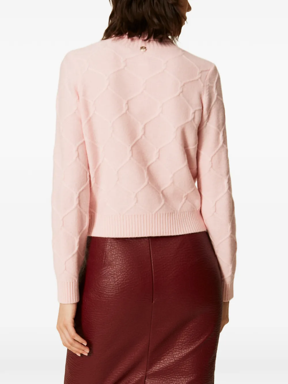 TWINSET Wollen coltrui met geborduurde bloemen Roze