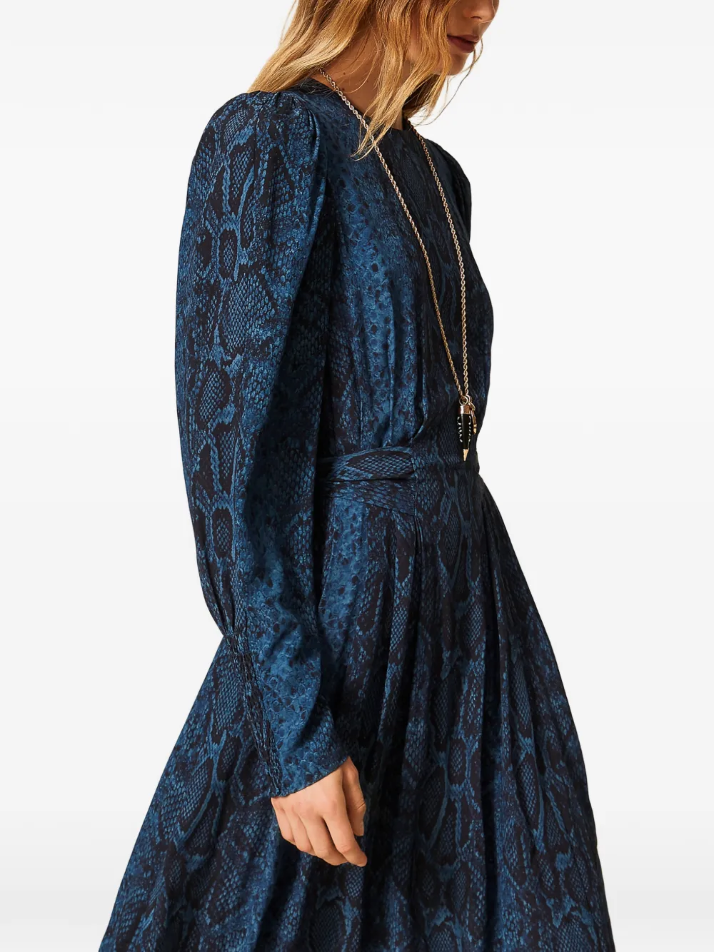 TWINSET Maxi-jurk met python-print en ronde hals Blauw