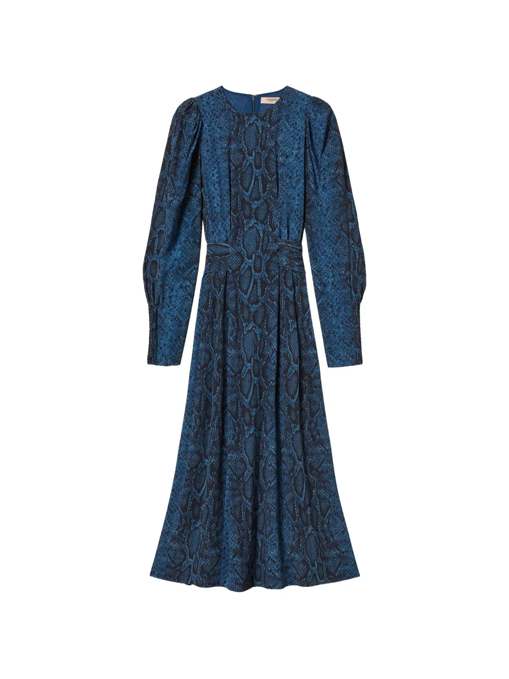 Twinset Long Python-print Crew-neck Dress In Blue
