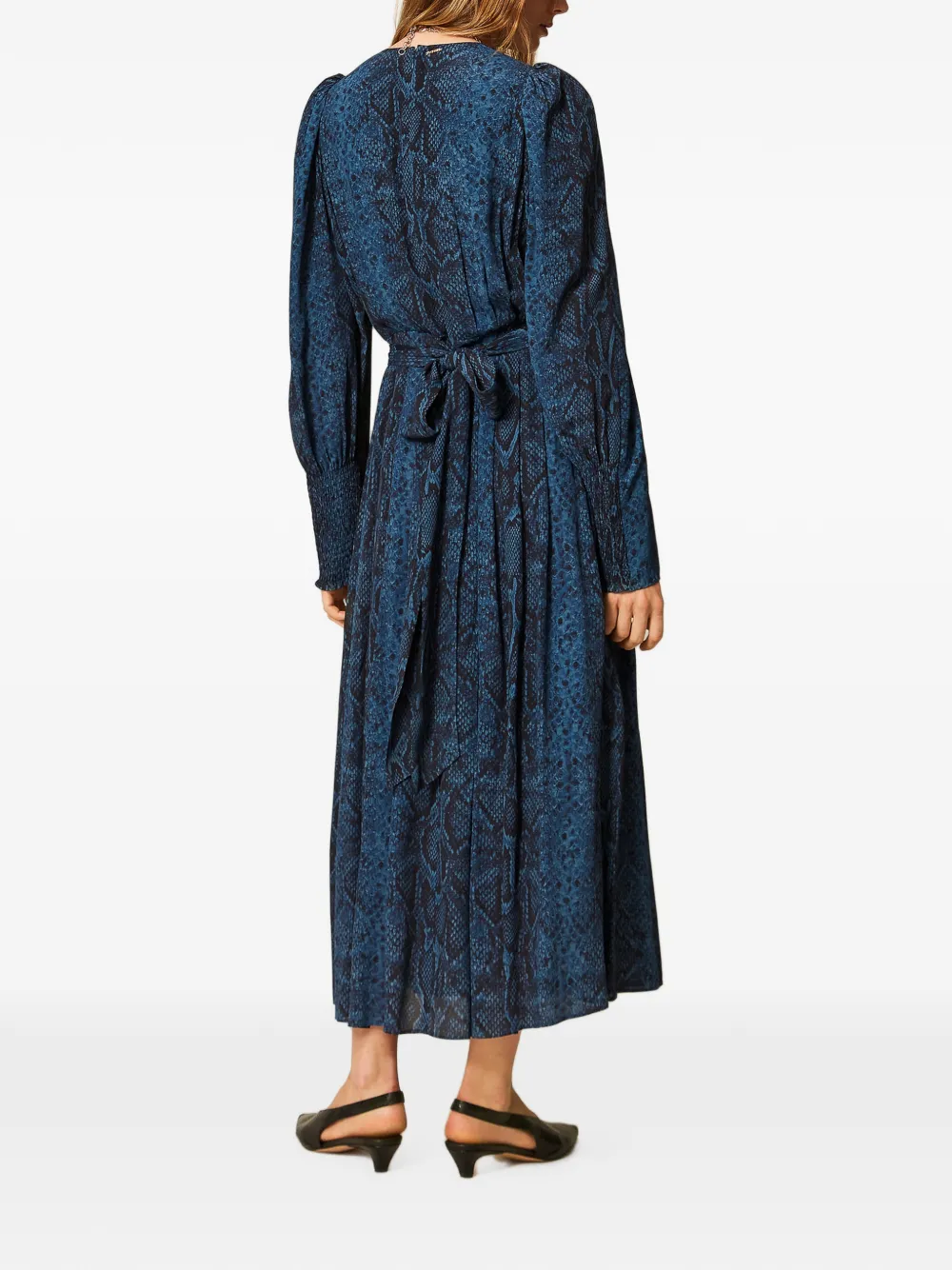 TWINSET Maxi-jurk met python-print en ronde hals Blauw