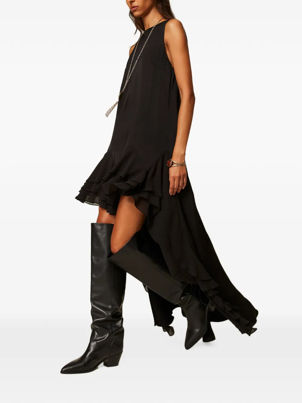 TWINSET Asymmetrische jurk met ruches Zwart