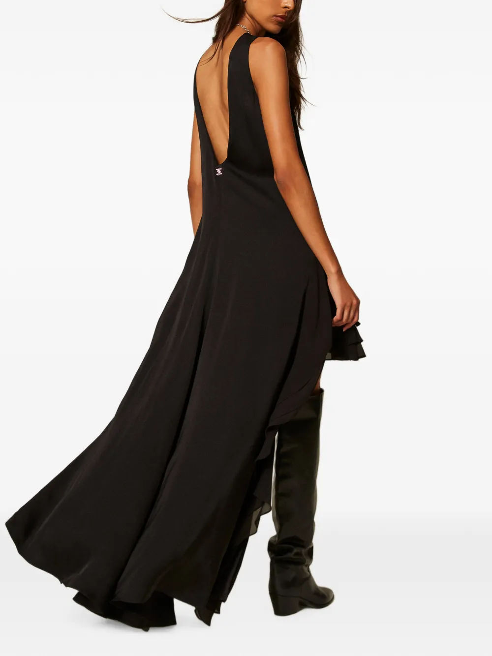 TWINSET Asymmetrische jurk met ruches Zwart