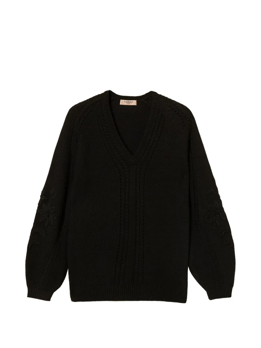 TWINSET Wool-blend jumper with embroidery - Schwarz