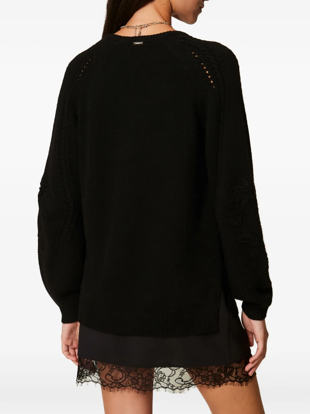 TWINSET Wool-blend jumper with embroidery Zwart