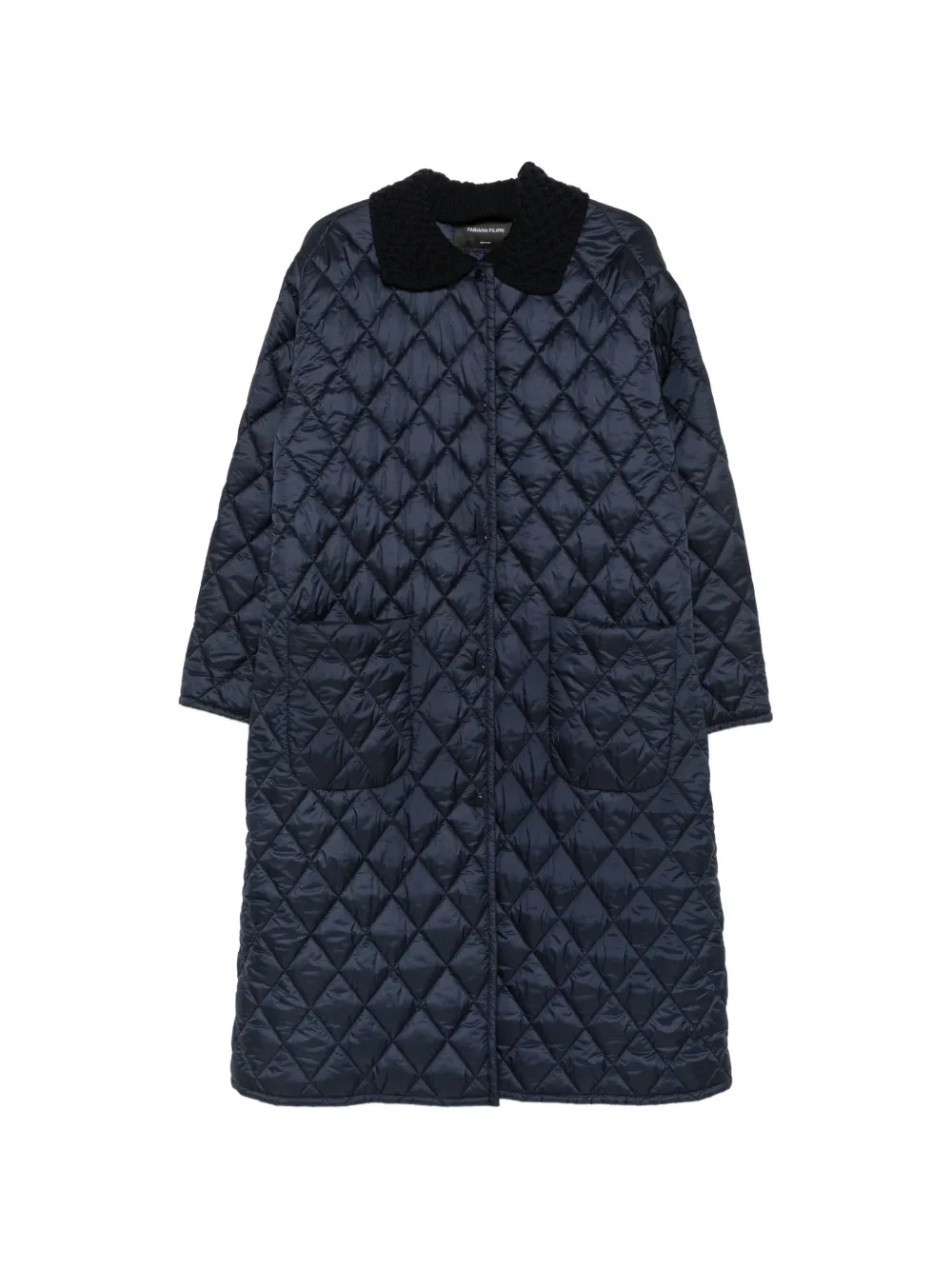 Fabiana Filippi quilted contrast-collar coat - Blue