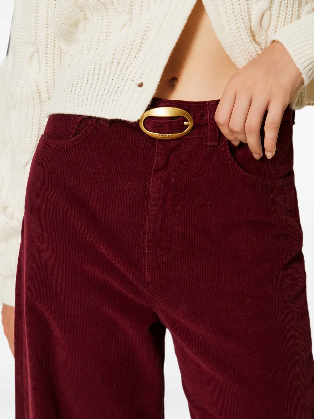 TWINSET Ballon ribfluwelen broek Rood