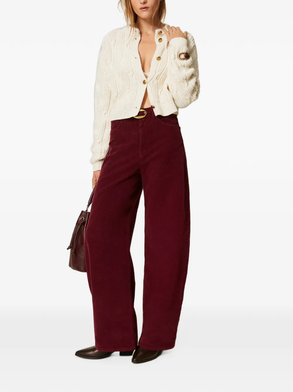 TWINSET Ballon ribfluwelen broek Rood