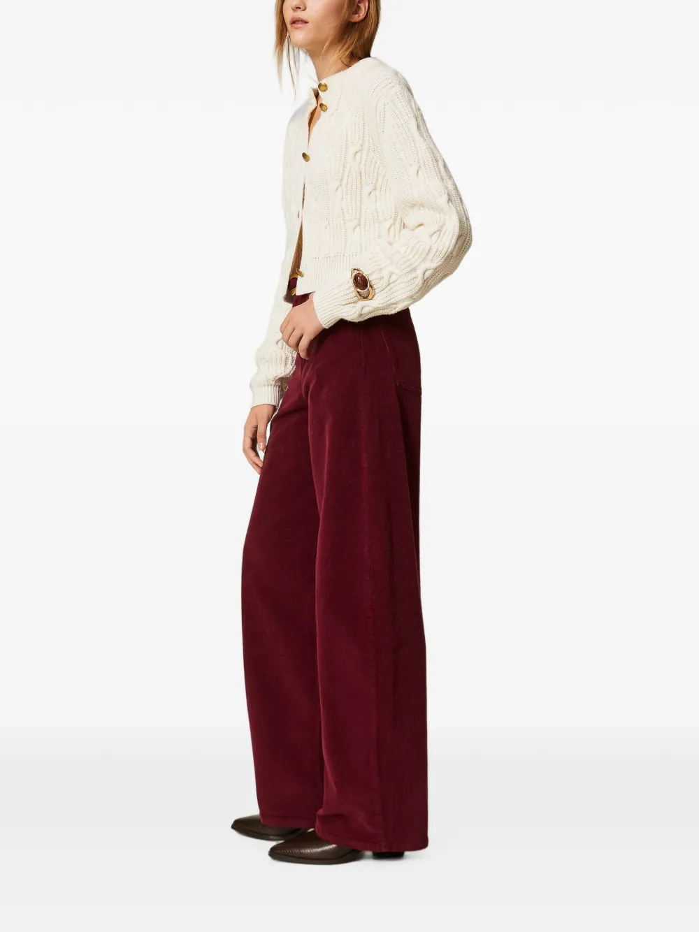 TWINSET Ballon ribfluwelen broek Rood