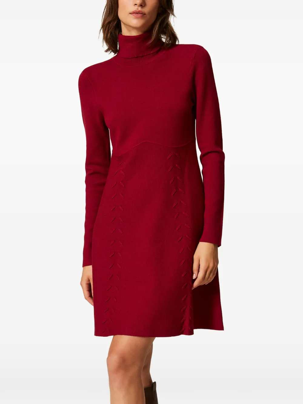 TWINSET Gebreide jurk met col Rood