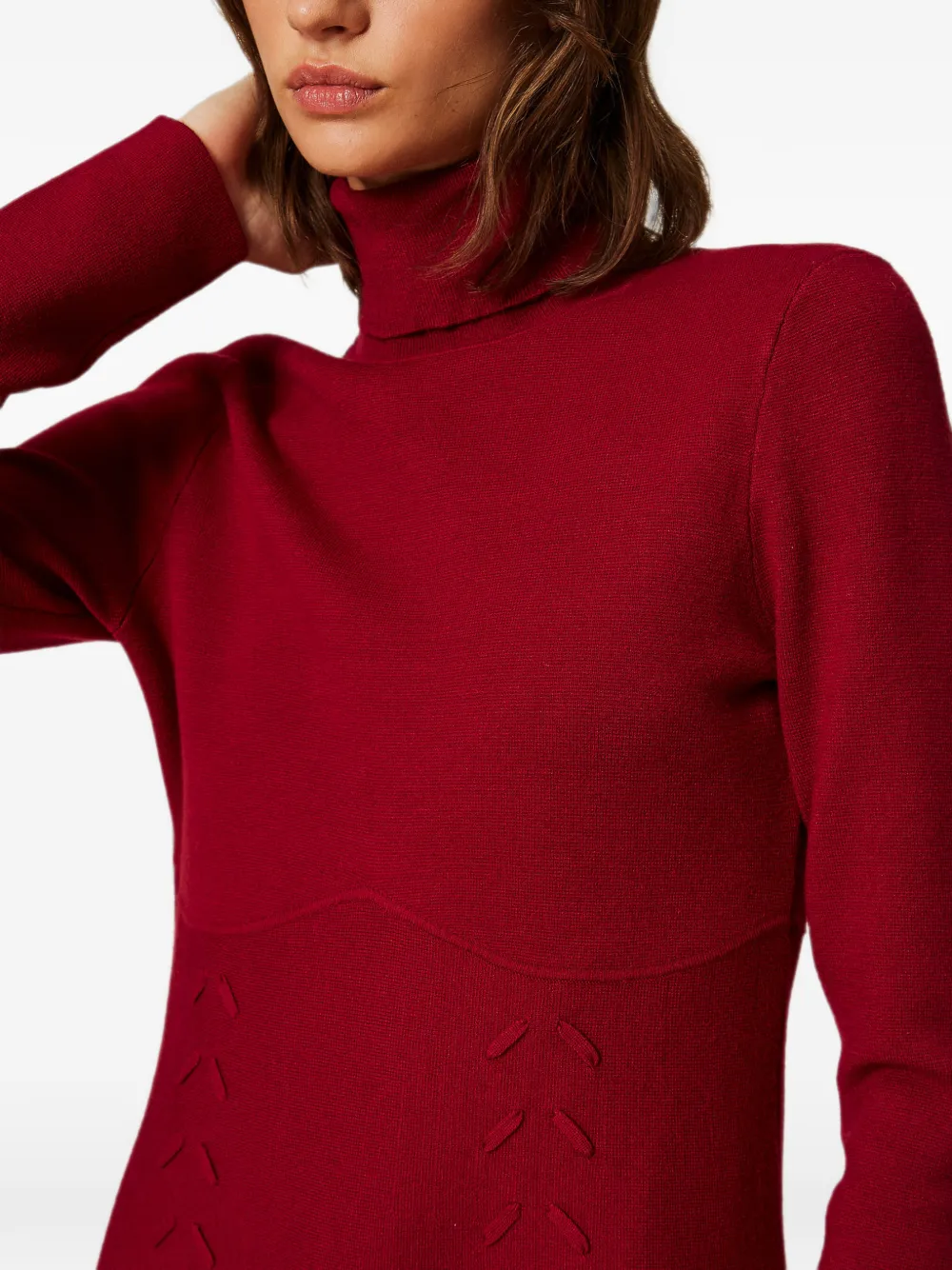 TWINSET Gebreide jurk met col Rood