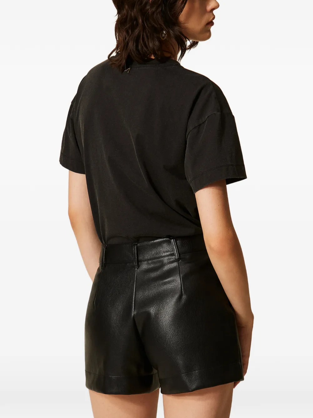 TWINSET Shorts van imitatieleer Zwart