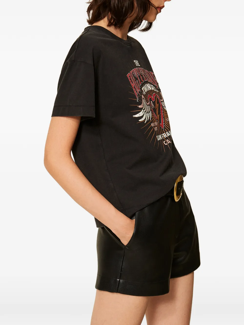 TWINSET Shorts van imitatieleer Zwart