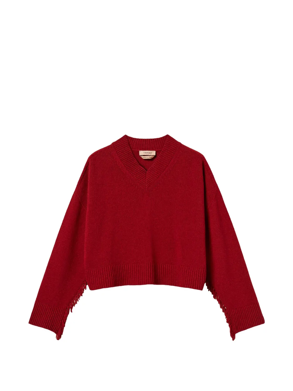 TWINSET wool blend jumper with fringes - Rosso