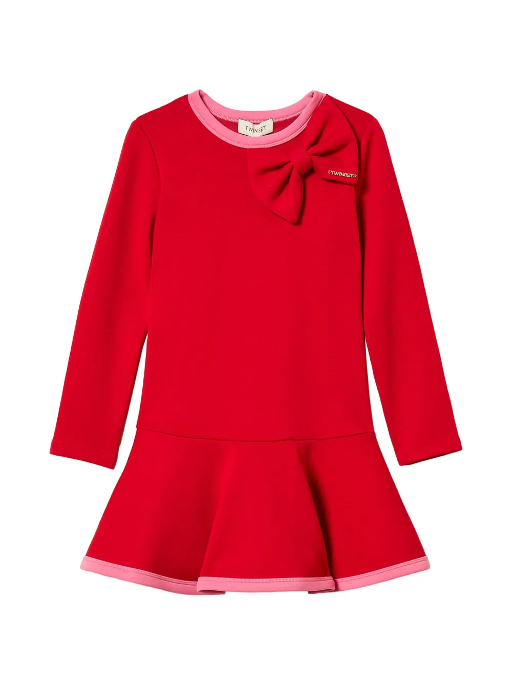 TWINSET Kids short scuba dress with bow - Rot
